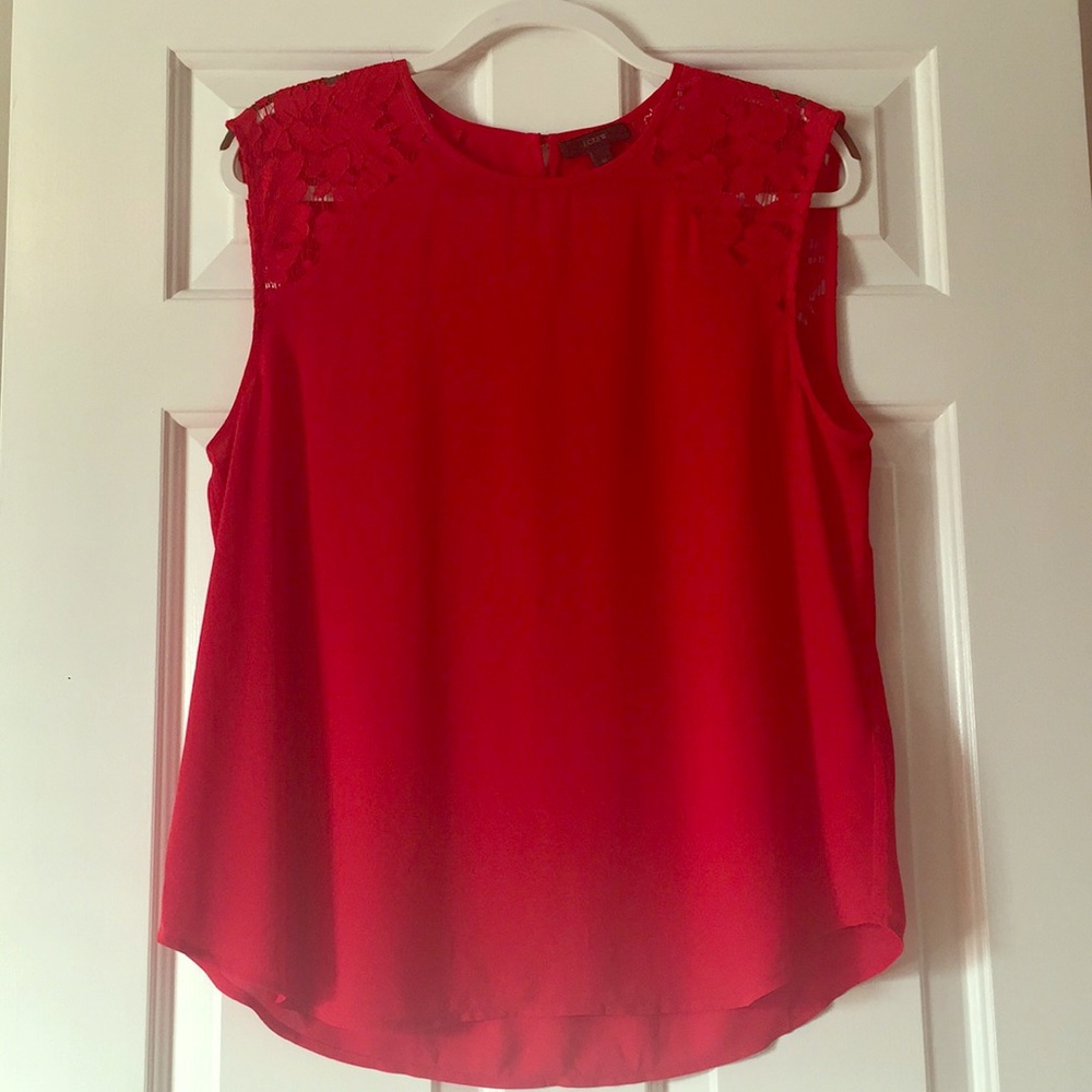 J.crew red blouse with lace
